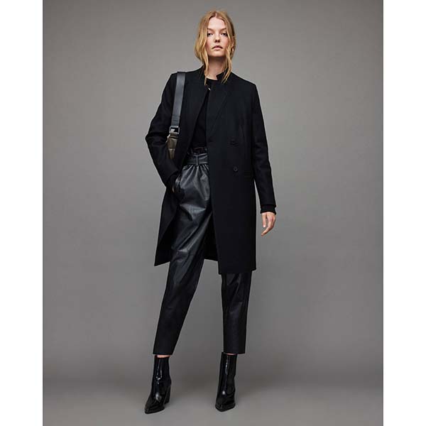 Allsaints Australia Womens Sidney Recycled Wool-Cashmere Blend Coats Black AU34-975